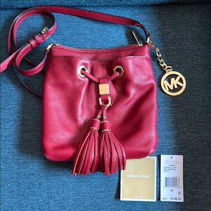 Michael Kors Red Crossbody Bag with Gold Accents